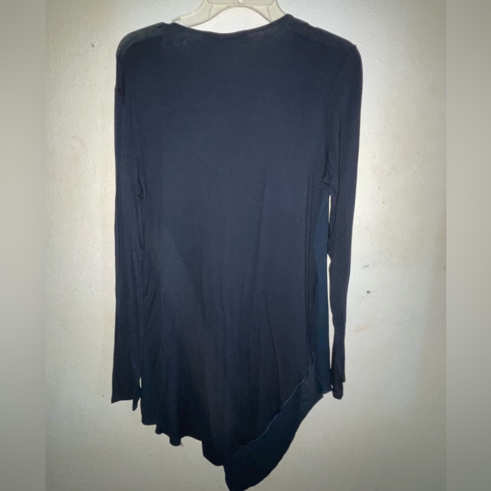 K Jordan Rayon Black Asymmetrical Tunic Top